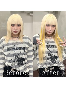 あるじゃんすー 神戸三宮店 ブロンド×イエロー#シールエクステ#ハイライトカラー#韓国#神戸