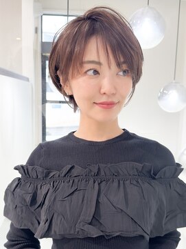 ロンドエニカ 大宮(Lond enika) 黒髪カタログ/ショート/オリーブグレー/小顔に見せるヘア☆158