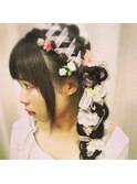リボンお花お姫様ヘアー イベント ライブ 学園祭 水戸　大工町