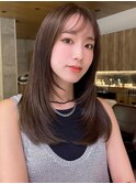 セミロング30代40代ストレートレイヤー前髪なし前髪あり表参道