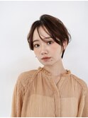40代50代60代耳かけショート前髪なしハンサムショート白髪ぼかし
