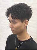 アップバングショートフェザーショートパーマ