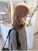 ブリーチなしダブルカラーベージュ×レイヤースタイル