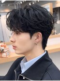 韓国マッシュニュアンスパーマシースルーマッシュセンターパート