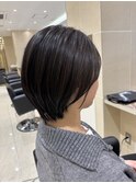 ダークブラウン×丸みショート♪