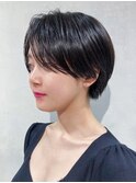 丸みハンサムショート_セミウェットウェーブ_ba303882