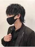 ウェット質感黒髪マッシュウルフ