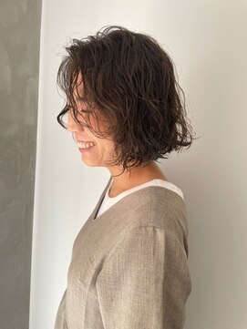 ガリカ 博多(Gallica) 大人可愛い こなれヘア 癖毛かきあげ風 ボブパーマ