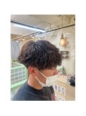 MEN'SHAIR/アップバング/ツーブロック/束感ショート/波巻き