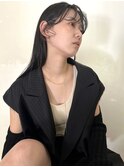 ダークアッシュ前髪カールニュアンスヘア