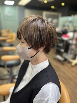 リッツファミリーズ ニコ本原店(RIT FAMILY Z) ハイライト+ハンサムマッシュショート