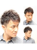 メンズビジネスツーブロック爽やか好印象癖毛パーマ風