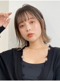 インナーカラーボブフェイスフレーミングベージュ顔周りボブ30代