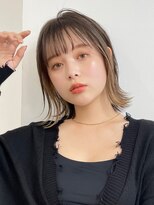 インナーカラーボブフェイスフレーミングベージュ顔周りボブ30代