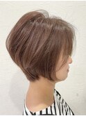 くすみピンクメルティカラー似合わせショートカット