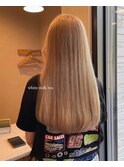 ツヤ髪ハイトーンダブルカラー透け感ホワイトミルクティーカラー