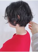 【morio原宿】前髪なしショートボブ　ゆるふわパーマ　癖毛風