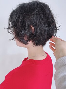 モリオフロムロンドン 原宿本店(morio from London) 【morio原宿】前髪なしショートボブ ゆるふわパーマ 癖毛風