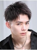 王道シャープアップバング(刈り上げツーブロック)黒髪短髪