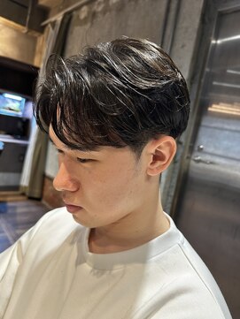 メンズココ 日本橋店(MENS COCO) 20代30代ブルーブラックフェザーパーマサーフカール