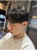 20代30代ブルーブラックフェザーパーマサーフカール