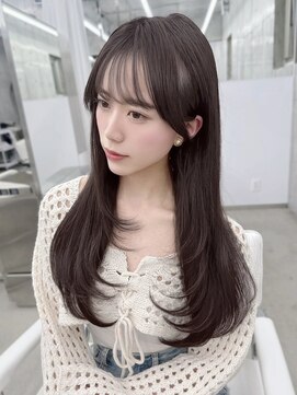 フォンズ(FONS) 透明感暗めグレージュカラー/ロングレイヤー/ワンカール/顔周り