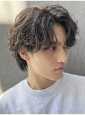 仙台メンズパーマシャドウパーマシースルーマッシュウルフゆるめ