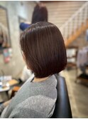 艶髪ナチュラルストレート小顔ボブスタイル×ブラウンワンカラー