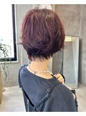 レッドカラー　暖色ブリーチなし　ピンクパープル