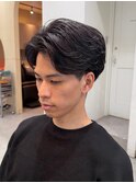 メンズ大人フェザーパーマセンターパート毛流れ再現性が高い