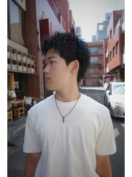 ディスデイバイネルケ 立川(Thisday by nelke) スパイキーショート黒髪アップバング束感立川メンズ