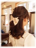 編み込み×くるりんぱ  アレンジヘア  ハーフアップ