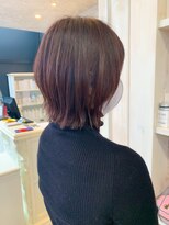 キャアリー(Caary)&nbsp;福山市美容室Caary人気ぱつんとボブ ピンクバイオレット冬カラー