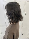 髪質改善トリートメント_マロンベージュ Aラインボブ かきあげ