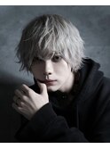 アッシュカラー ウェーブヘア メンズニ