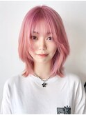 ピンクミディ_チェリーブラウンフェミニンロング_ba393701