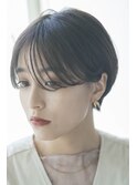 暗髪×束感ショート×小顔矯正立体カット×シースルーバング