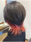 ウルフカット/裾カラー/レッド/20代/30代/40代/50代