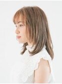 レディース_セミロング_ブラウン_コテ巻き_ベージュ_
