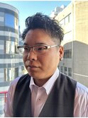 刈り上げツイストパーマ無造作アップバングビジネスメンズヘア