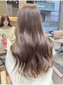 ミルクティーグレージュ暗めアッシュブラウンミディアムレイヤー