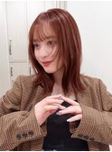 ダークレッド ブリーチなし コーラルオレンジ ラウンドバング