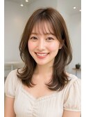 ナチュラル小顔前髪あり後れ毛サイドバング結べるボブくびれヘア