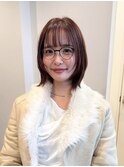ボブレイヤー &nbsp;ピンクベージュ ボブ 顔周りカット レイヤー