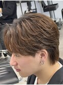 フェザーショートパーマセンターパート