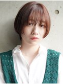 大人可愛い20代30代40代黒髪前下がりショートボブ丸みショート◎