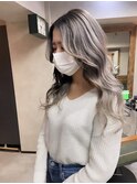 バレイヤージュ、ココアベージュ、ハイライト、グレージュカラー