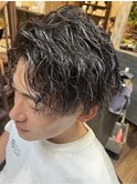 ツイスパ×アッシュグレーハイライト