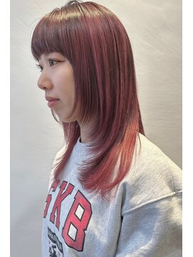 イーストハムアネーロ(EAST HAM anello) カジュアルロングウルフ/艶髪ピンク