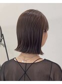 黒髪/グレーベージュ/レイヤーロング/前髪パーマ/髪質改善
